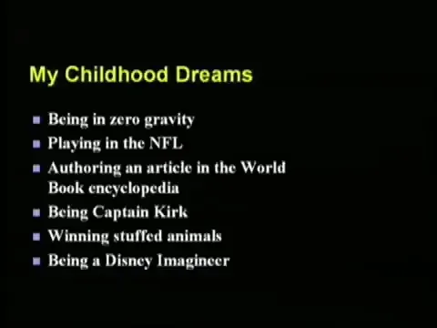 Randy Pausch เล่าเรื่องความฝันในวัยเด็ก